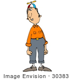 #30383 Clip Art Graphic Of A Geeky Buck Toothed Caucasian Man Wearing A Spinner Hat And Looking Off To The Left