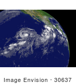#30637 Stock Photo Of Hurricane Boris To The West-Southwest Of The Southern Tip Of Baja California And Moving Toward The West At About 14 Mph With Maximum Sustained Winds Near 75 Mph July 1st 2008