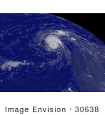 #30638 Stock Photo Of Hurricane Bertha To The East Of The Northern Leeward Islands Moving Toward The West-Northwest At About 17 Mph With Maximum Sustained Winds Close To 75 Mph July 7th 2008