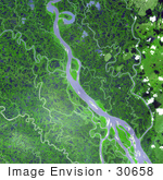 #30658 Stock Photo Of The Mackenzie River Delta In Canada As Seen From Space