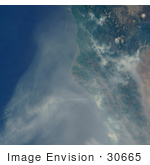 #30665 Stock Photo Of The Smoke From The Fires Blanketing Northern California As Seen From Space