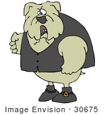 #30675 Clipart Illustration Of A Mean Bulldog Wearing Boots And A Vest