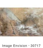 #30717 Stock Phot Of The Piute Wild Fire Burning South Of Lake Isabella In The Sequoia National Forest In The Southern Sierra Nevada Mountains In California As Seen From Space On July 4th 2008
