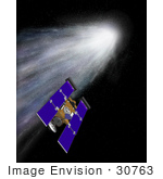 #30763 Stock Illustration Of The Stardust Spacecraft Alongside The Comet Wild 2