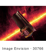 #30766 Stock Illustration Of The Spitzer Space Telescope In Front Of An Infrared View Of The Milky Way Galaxy’S Plane
