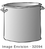 #32094 Clip Art Graphic Of A Big Metal Kitchen Stock Pot