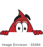 #33364 Clip Art Graphic Of A Transfusion Blood Droplet Mascot Cartoon Character Peeking Over A Surface