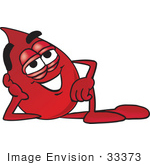 #33373 Clip Art Graphic Of A Transfusion Blood Droplet Mascot Cartoon Character Resting His Head On His Hand