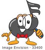 #33400 Clip Art Graphic Of A Semiquaver Music Note Mascot Cartoon Character Looking Through A Magnifying Glass