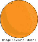 #33451 Clipart Of A Round Textured Orange Fruit
