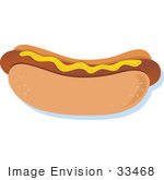 #33468 Clipart Of A Tasty Hot Dog Topped Only With Mustard