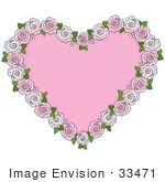 #33471 Clipart Of A Pretty Pink Heart Bordered With Pale Pink Roses