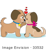 #33532 Clip Art Graphic Of A Romantic Dog Couple In Puppy Love Gazing Into Eachothers Eyes