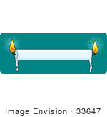 #33647 Clip Art Graphic Of A White Wax Candle Dripping And Burning From Both Ends