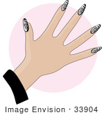 #33904 Clip Art Graphic Of A Lady Showing Off Her Manicured Fingernails With Zebra Print Acrylic