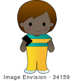 #34159 Clip Art Graphic Of A Bahamian Girl Dressed In Cultural Bahamas Flag Clothes