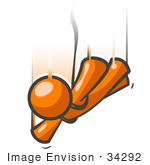 #34292 Clip Art Graphic Of An Orange Guy Character Free Falling With His Arms Out While Sky Diving
