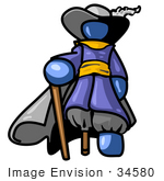 #34580 Clip Art Graphic Of A Blue Guy Character Pirate