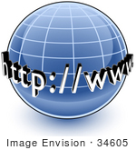 #34605 Clip Art Graphic Of A Blue Internet Globe