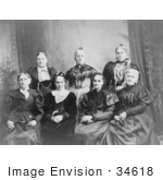 #34618 Stock Photo Of 7 Women Some Of The Wives Of Mormon Polygamist Brigham Young Posing For A Portrait