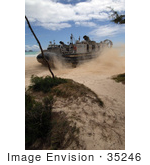 #35246 Stock Photo Of A Landing Craft Air Cushion From Beach Master Unit One Driving Onto The Beach At Bellows Air Force Station Hawaii