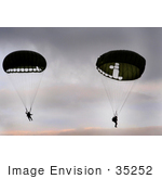 #35252 Stock Photo Of US Airmen From The 786th Security Forces Squadron Parachuting And Floating To The Ground