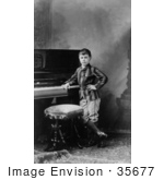#35677 Stock Photo Of The Child Prodigy Pianist And Composer Josef Kazimierz Hofmann Posting By His Piano