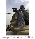 #35685 Stock Photo Of A Female Videographer United States Air Force Soldier Recording Iraqi Soldiers At Camp Echo