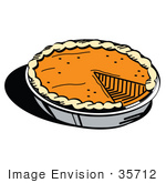 #35712 Clip Art Graphic Of A Slice Missing From A Fresh Pumpkin Pie