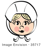 #35717 Clip Art Graphic Of A Pretty Blond Pilgrim Girl With Pink Cheeks Wearing A Bonnet