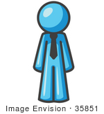 #35851 Clip Art Graphic Of A Sky Blue Guy Character Standing