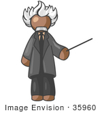 #35960 Clip Art Graphic Of A Brown Guy Character As Einstein