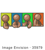#35979 Clip Art Graphic Of A Brown Guy Character In Four Poses