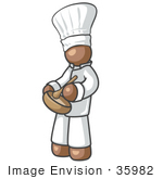 #35982 Clip Art Graphic Of A Brown Guy Character Chef