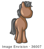#36007 Clip Art Graphic Of A Brown Horse With Gray Hair