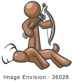 #36028 Clip Art Graphic Of A Brown Guy Character Hunting Deer
