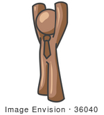 #36040 Clip Art Graphic Of A Brown Guy Character Stretching