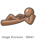 #36041 Clip Art Graphic Of A Brown Guy Character Resting