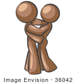 #36042 Clip Art Graphic Of A Brown Guy Characters Hugging