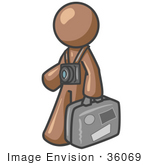 #36069 Clip Art Graphic Of A Brown Guy Character Tourist