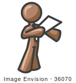 #36070 Clip Art Graphic Of A Brown Guy Character Giving A Speech