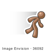 #36092 Clip Art Graphic Of A Brown Guy Character Sprinting