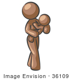 #36109 Clip Art Graphic Of A Brown Lady Character And Baby