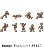 #36110 Clip Art Graphic Of A Brown Guy Character In Different Poses