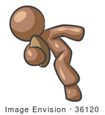 #36120 Clip Art Graphic Of A Brown Guy Character Playing Football