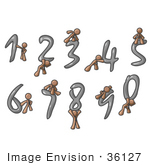 #36127 Clip Art Graphic Of A Brown Guy Character With Numbers