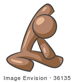 #36135 Clip Art Graphic Of A Brown Guy Character Doing Yoga