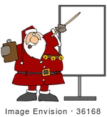 #36168 Clip Art Graphic Of Santa Holding A Clipboard And Discussing Holiday Rules