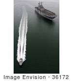 #36172 Stock Photo Of Security Boats Escorting The Amphibious Assault Ship Uss Peleliu Through San Diego Bay