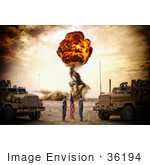 #36194 Stock Photo Of A Bomb Exploding During A Re-Enlistment Ceremony Of An Air Force Soldier
